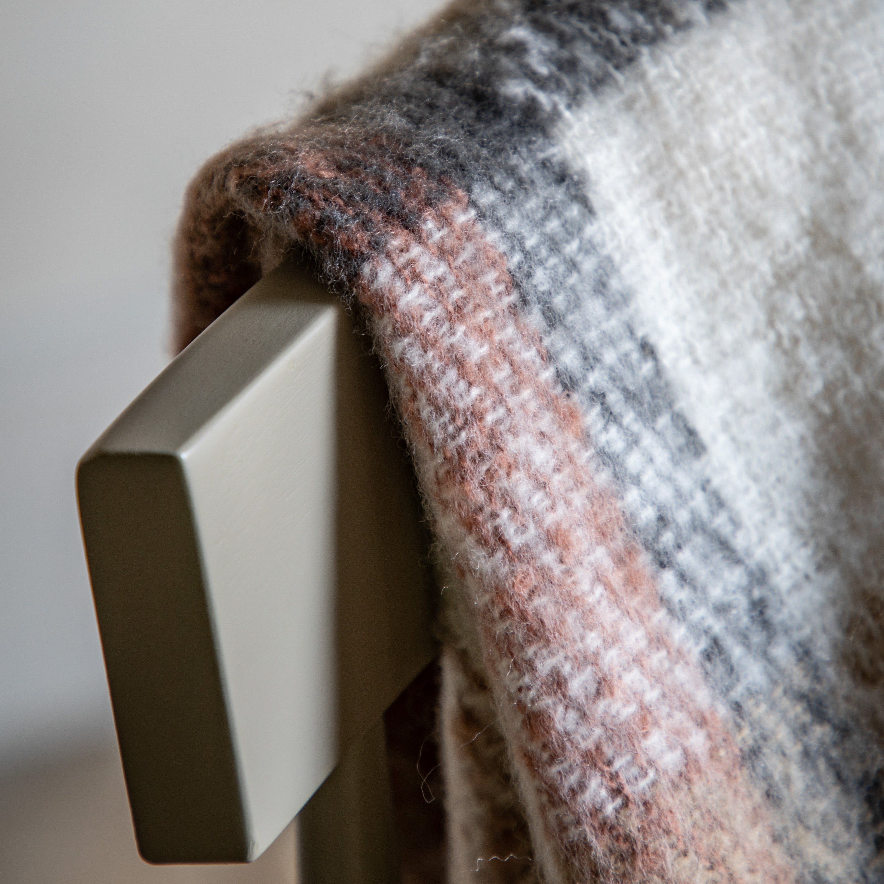 Check Natural Faux Mohair Sherpa Throw